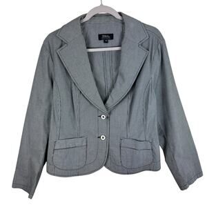 Tribal‎ Stretch-Extensible Gray Pinstriped Cotton Blend Blazer Women's Size 16